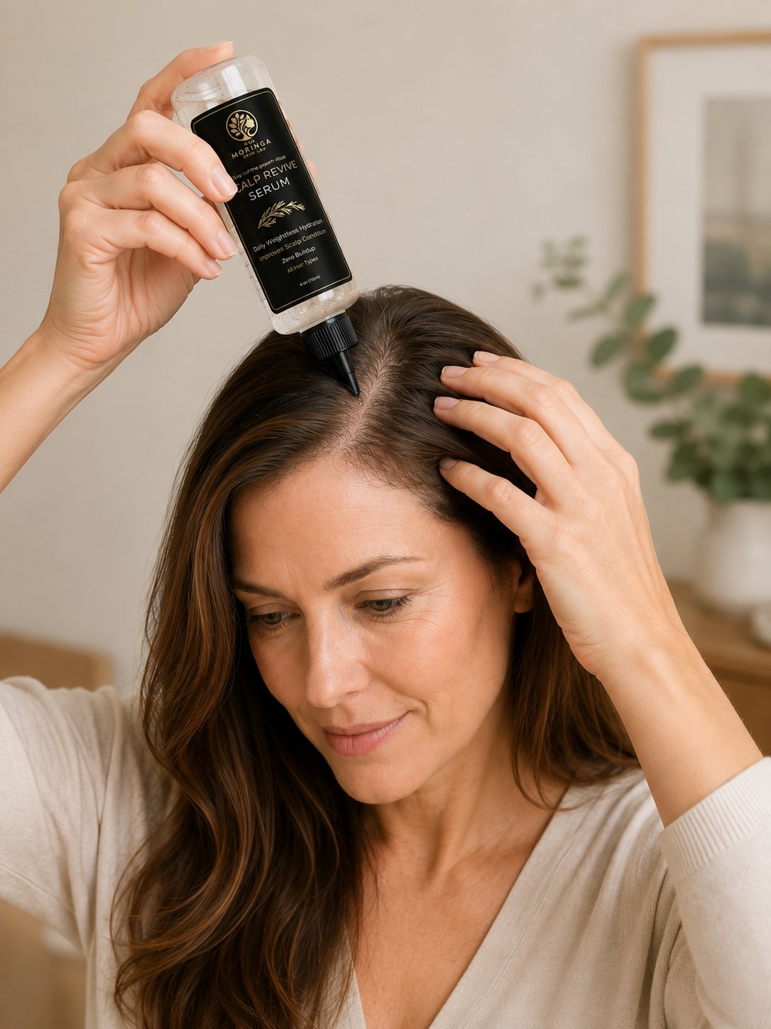 Scalp Revive Serum being applied to scalp